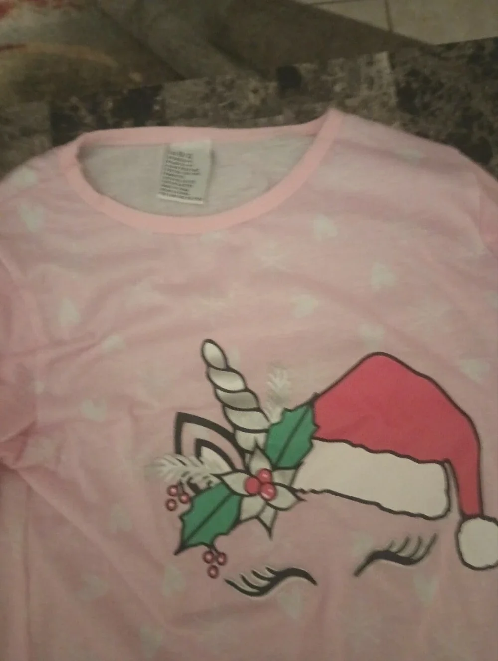 Kids Pink Holiday Unicorn Pajama Top - Brand Unknown